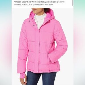 Amazon Essentials Pink Hooded Puffer Coat